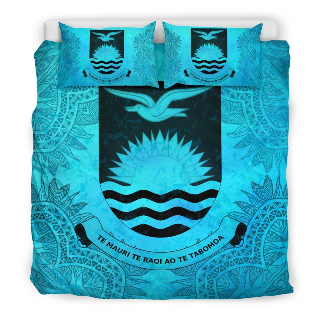 Kiribati Duvet Cover Set - Kiribati Coat Of Arms Turquoise Art - Polynesian Pride