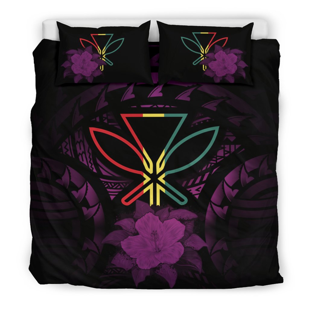 Hawaii Duvet Cover Set - Kanaka Maoli Purple Hibiscus Rising Purple - Polynesian Pride