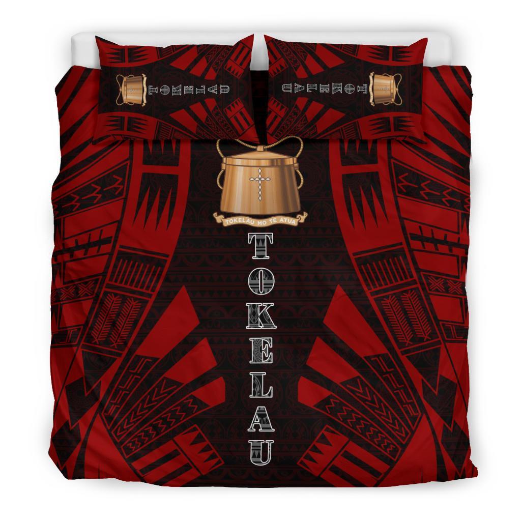 Tokelau Duvet Cover Set - Polynesian Tattoo Red - Polynesian Pride