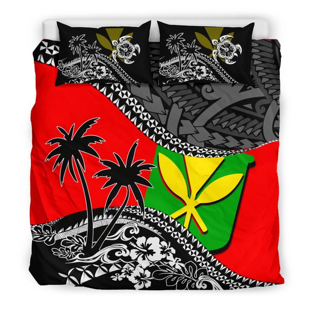 Hawaii Bedding Set - Kanaka Flag Fall In The Wave Red - Polynesian Pride