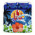 Tahiti Duvet Cover Set - Tahiti Flag Hibiscus Wave Black - Polynesian Pride