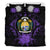 Nauru Duvet Cover Set - Nauru Coat Of Arms & Purple Hibiscus Purple - Polynesian Pride