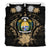 Nauru Duvet Cover Set - Nauru Coat Of Arms & Brown Hibiscus Brown - Polynesian Pride