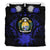 Nauru Duvet Cover Set - Nauru Coat Of Arms & Dark Blue Hibiscus Blue - Polynesian Pride