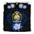 Nauru Duvet Cover Set - Nauru Coat Of Arms & Dark Blue Hibiscus Blue - Polynesian Pride