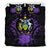 Solomon Island Duvet Cover Set - Solomon Island Coat Of Arms & Purple Hibiscus Purple - Polynesian Pride