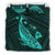 Hawaiian Map Whale Polynesian Bedding Set - Turqouise - Polynesian Pride