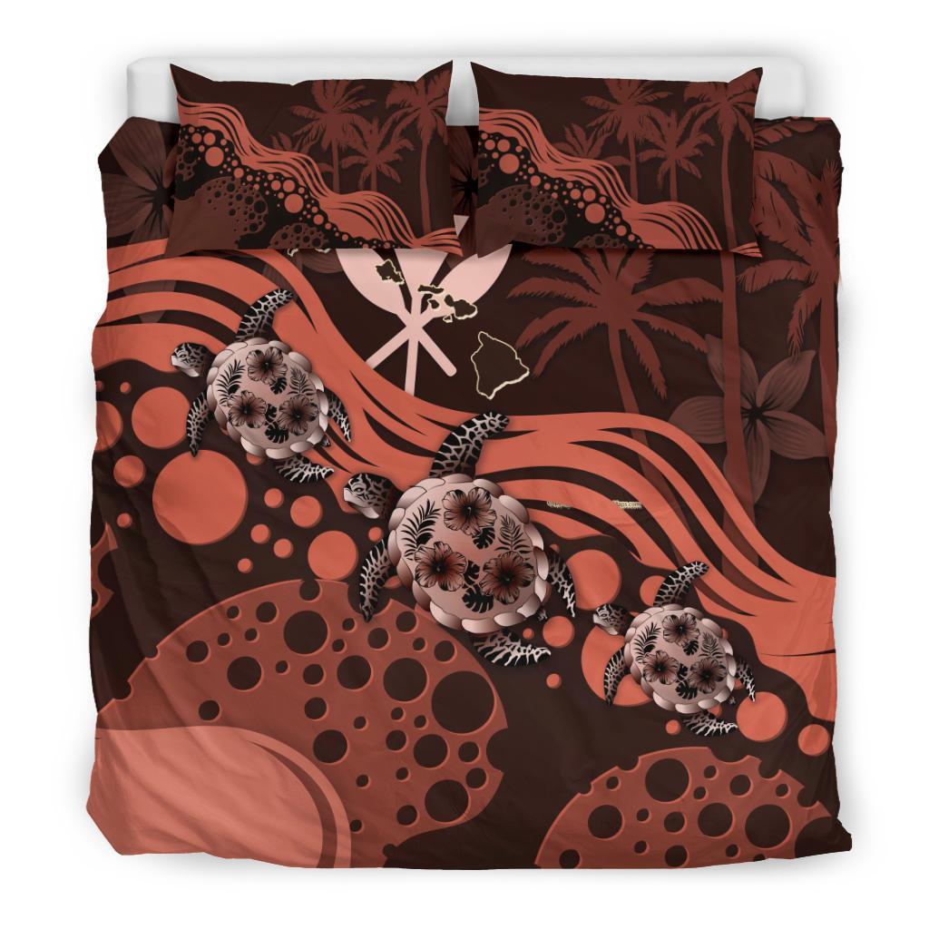 Polynesian Duvet Cover Set - Hawaii Bedding Set Pink Turtle Hibiscus Pink - Polynesian Pride