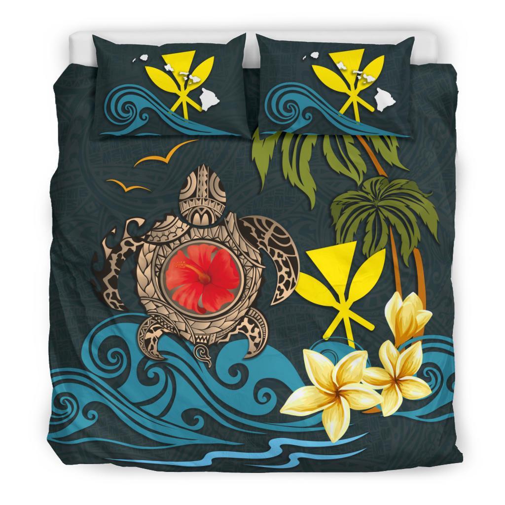 Polynesian Duvet Cover Set - Hawaii Bedding Set Coat Of Arm Turtle Hibiscus Black - Polynesian Pride