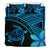 Hawaiian Turtle Kakau Plumeria Polynesian Bedding Set Blue - Polynesian Pride