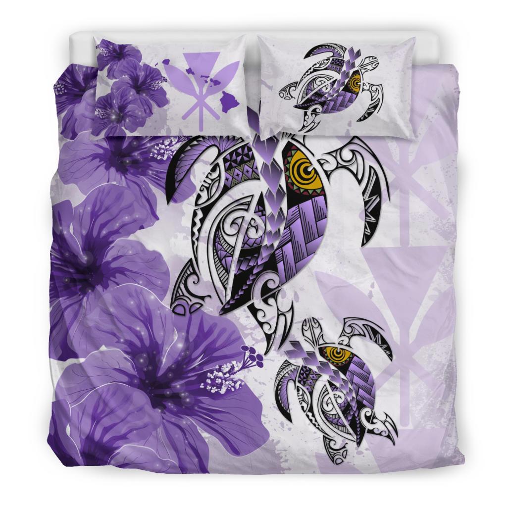 Polynesian Duvet Cover Set - Hawaii Bedding Set Polynesia Turtle Hibiscus Purple Purple - Polynesian Pride