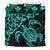 Hawaiian Map Turtle Hibiscus Kanaka Polynesian Bedding Set - Turquoise - Polynesian Pride