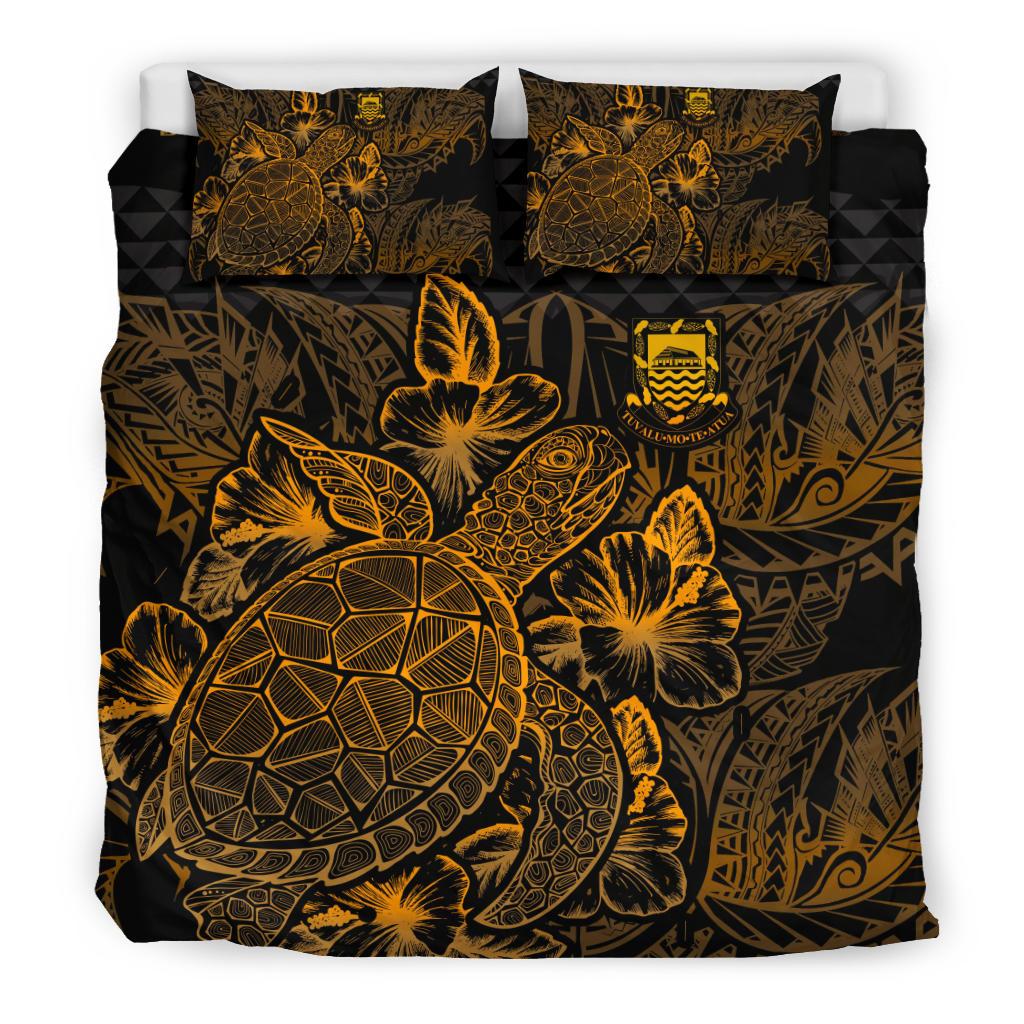 Polynesian Bedding Set - Tuvalu Duvet Cover Set Gold Color Gold - Polynesian Pride