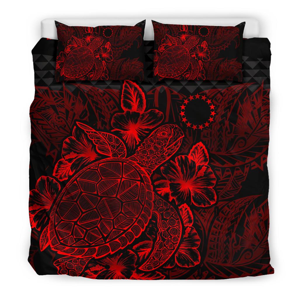Polynesian Bedding Set - Cook Islands Duvet Cover Set Red Color Red - Polynesian Pride
