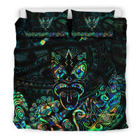 Maori Aotearoa Rugby Haka Bedding Set New Zealand Silver Fern - Paua Shell - Polynesian Pride