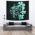 Hibiscus Plumeria Mix Polynesian Turquoise Turtle Tapestry Wall Tapestry Large 104" x 88" Turquoise - Polynesian Pride