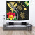 Hawaii Map Turtle Hibiscus Plumeria Polynesian - Tapestry AH Wall Tapestry Gray - Polynesian Pride