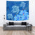 Hawaii Blue Hibiscus Turtle Polynesian Tapestry Wall Tapestry Large 104" x 88" Blue - Polynesian Pride