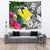 Hawaii Tapestry White - Turtle Plumeria Banana Leaf - Polynesian Pride