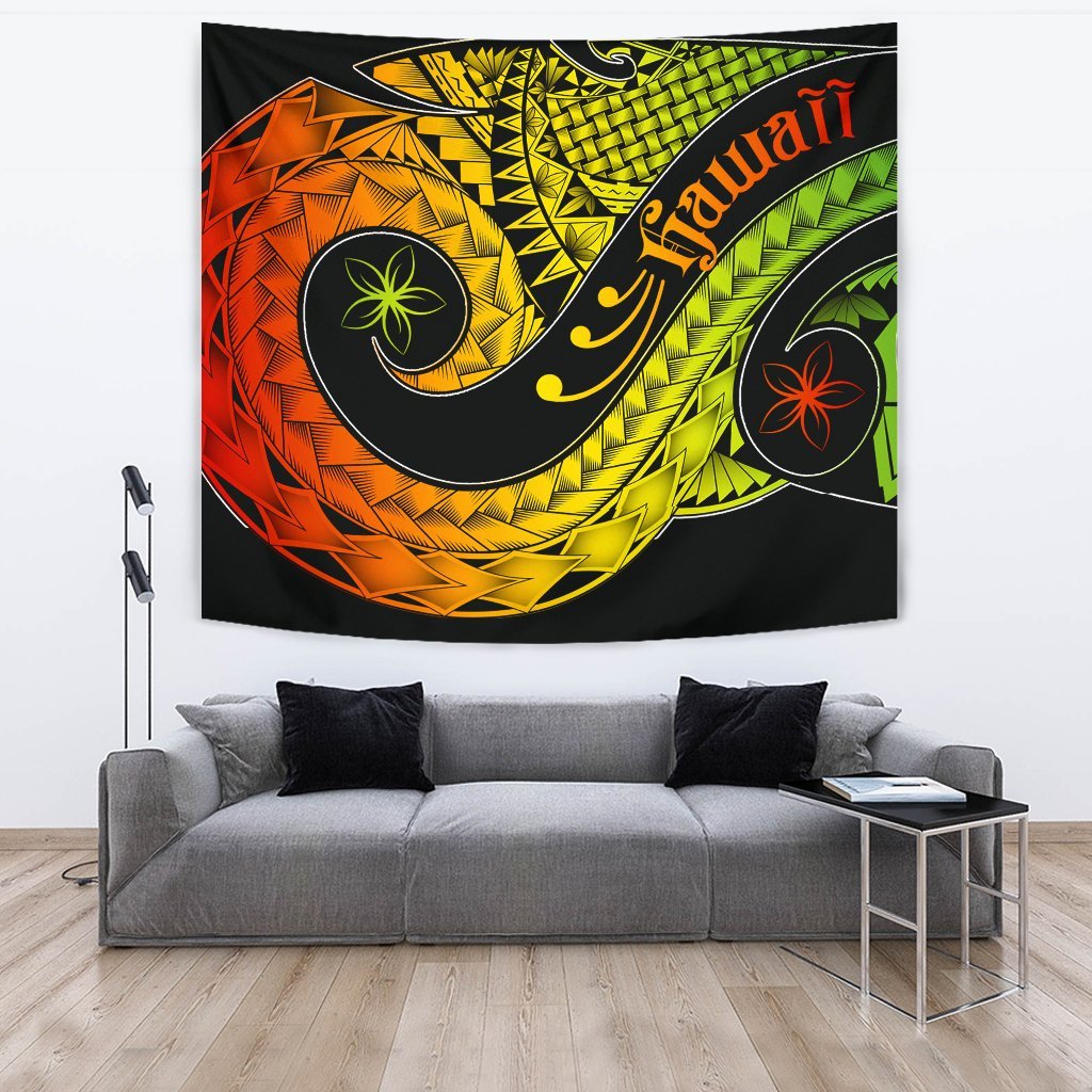 Hawaii Tapestry - Hawaii Polynesian Decorative Patterns One Style Black - Polynesian Pride