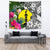 New Caledonia Custom Personalised Tapestry White - Turtle Plumeria Banana Leaf - Polynesian Pride