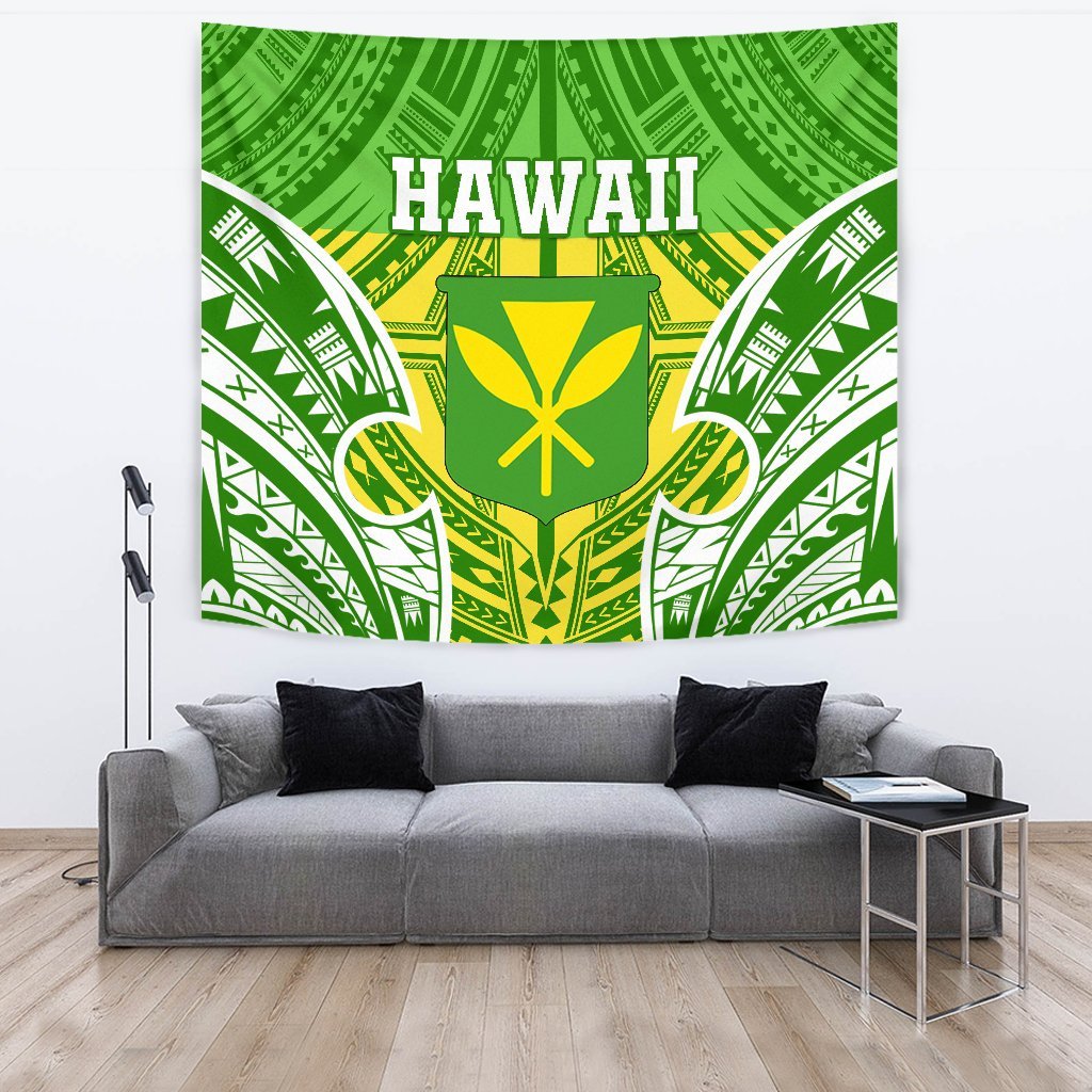 Hawaii Polynesian Tapestry - Hawaiian Pattern With Seal One Style Green - Polynesian Pride