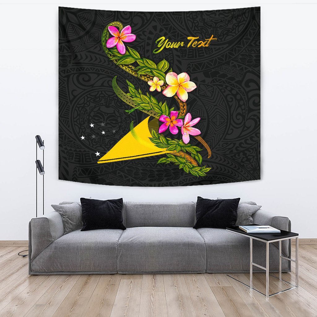 Tokelau Polynesian Custom Personalised Tapestry - Plumeria Tribal One Style Black - Polynesian Pride