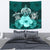 Polynesian Tapestry Turtle And Hibiscus Turquoise Wall Tapestry Medium 80" x 68" Turquoise - Polynesian Pride