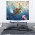 Hawaii Turtle And Jellyfish In Deep Sea Moana Tapestry Wall Tapestry Blue - Polynesian Pride