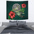 American Samoa Polynesian Tapestry - Green Turtle Hibiscus One Style Medium 80" x 68" Green - Polynesian Pride