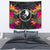 Yap Slide Tapestry - Polynesian Hibiscus Pattern Wall Tapestry Medium 80" x 68" Black - Polynesian Pride