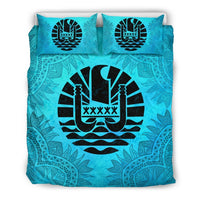 Tahiti Duvet Cover Set - Tahiti Flag Turquoise A0 - Polynesian Pride