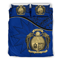 Nauru Duvet Cover Set - Nauru Bedding Flag & Coat Of Arms Dark Blue - Polynesian Pride