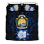 Nauru Duvet Cover Set - Nauru Coat Of Arms & Dark Blue Hibiscus - Polynesian Pride