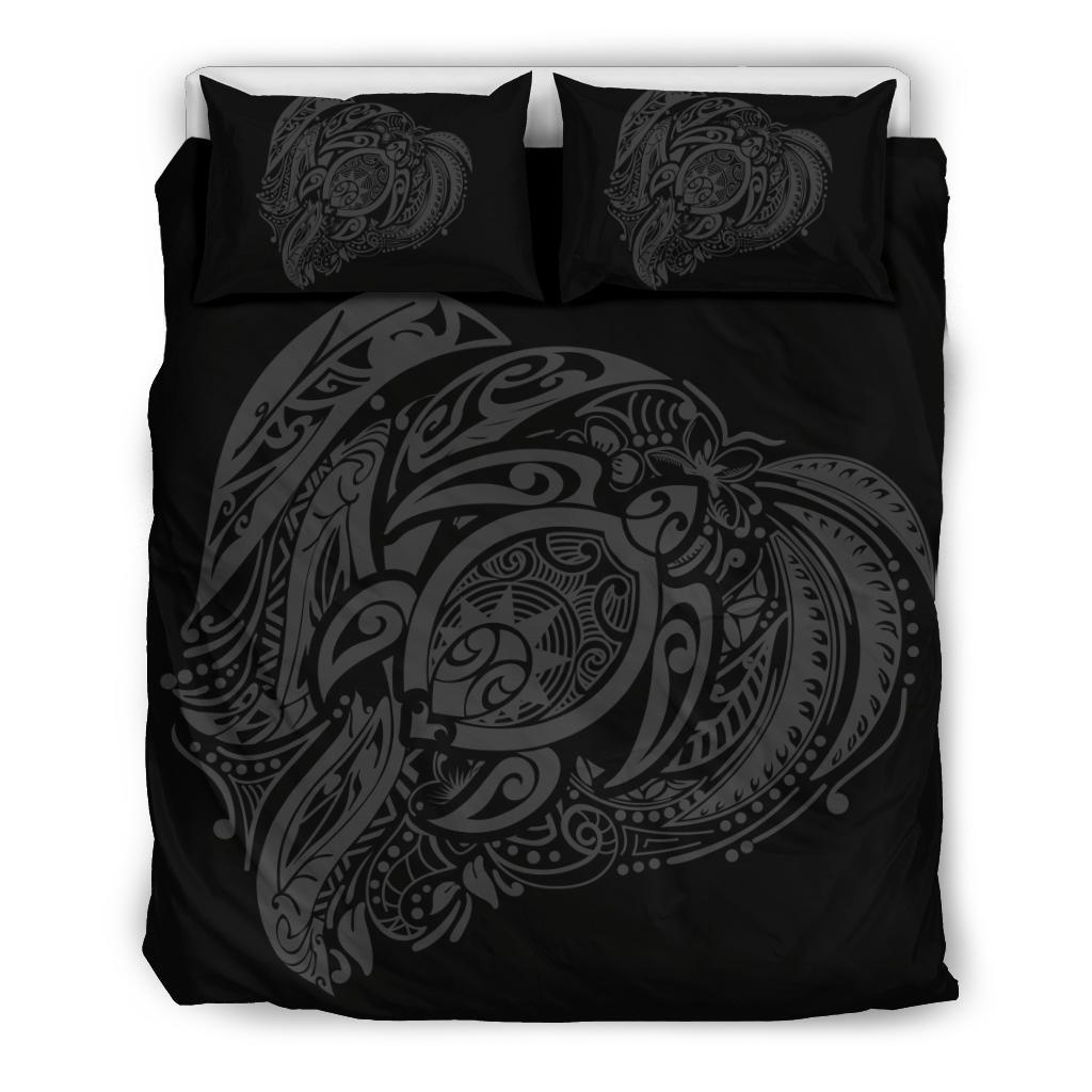 Hawaiian Turtle Hibiscus Polynesian Bedding Set Simple Grey Grey - Polynesian Pride