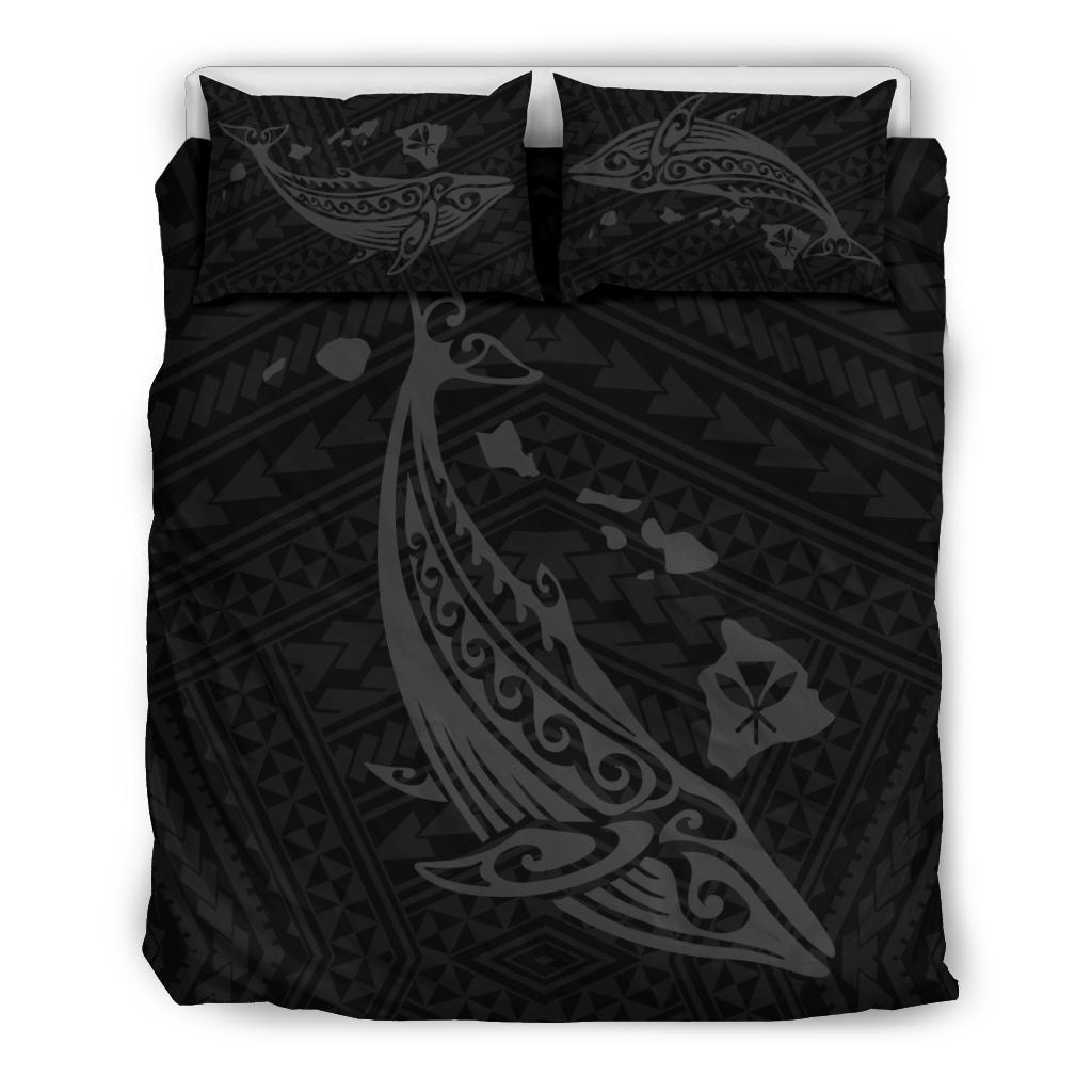 Hawaiian Map Whale Polynesian Bedding Set - Gray Gray - Polynesian Pride