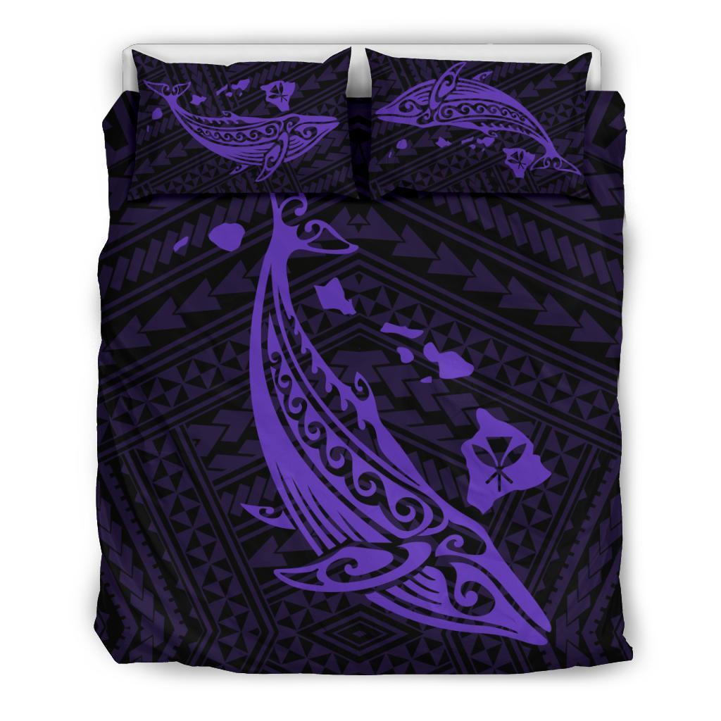 Hawaiian Map Whale Polynesian Bedding Set - Purple Purple - Polynesian Pride