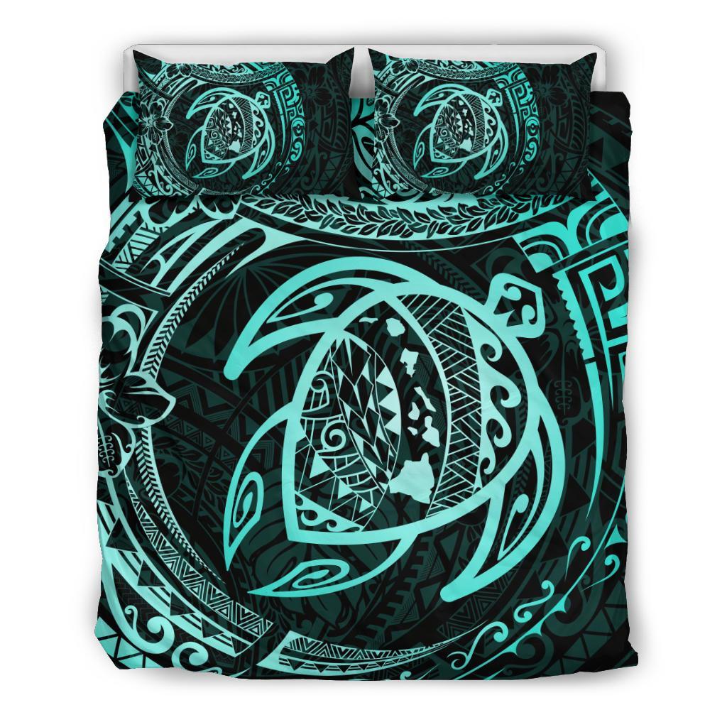 Hawaiian Map Hibiscus Turtle Polynesian Bedding Set Art - Polynesian Pride