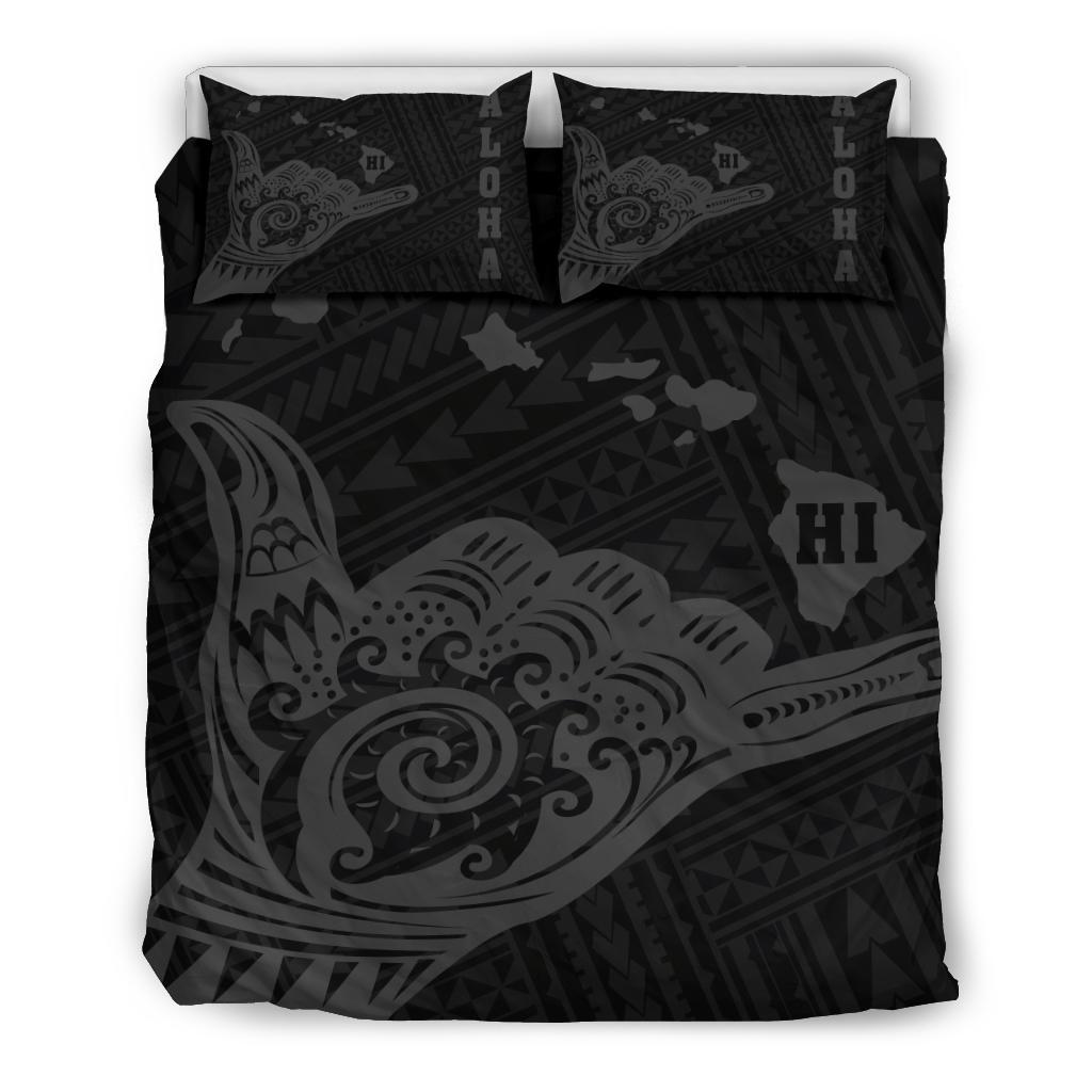 Hawaiian Map Shaka Grey Polynesian Bedding Set Grey - Polynesian Pride