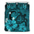 Hawaiian Map Big Turtle Hibiscus Plumeria Tribal Polynesian Bedding Set - Turquoise Blue - Polynesian Pride