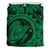 Hawaiian Map Kanaka Honu Hibiscus Green Globular Polynesian Bedding Set Green - Polynesian Pride