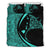 Hawaiian Map Manta Ray Polynesian Bedding Set - Turquoise - Circle Style Art - Polynesian Pride