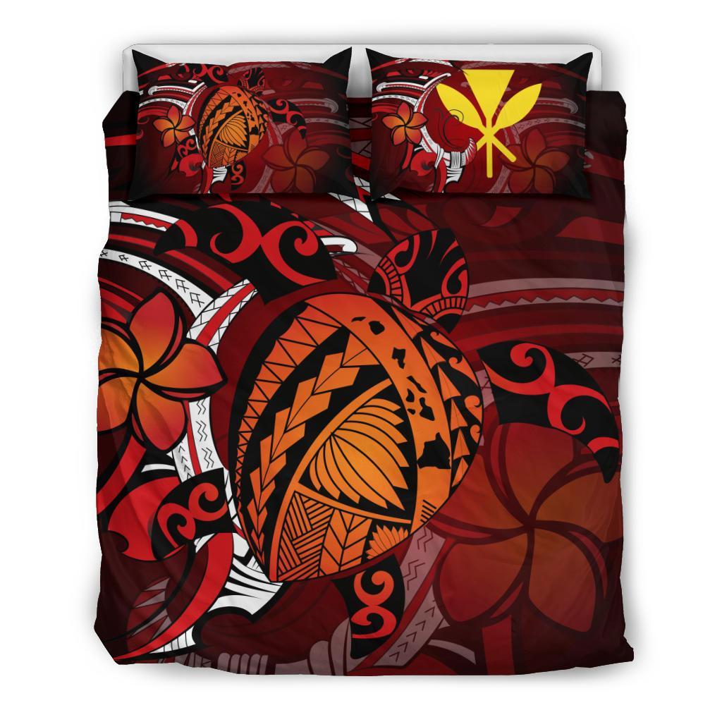 Hawaiian Map Harold Turtle Plumeria Polynesian Bedding Set Art - Polynesian Pride