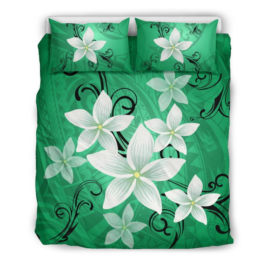 Hawaiian Plumeria Polynesian Bedding Set - Green Green - Polynesian Pride