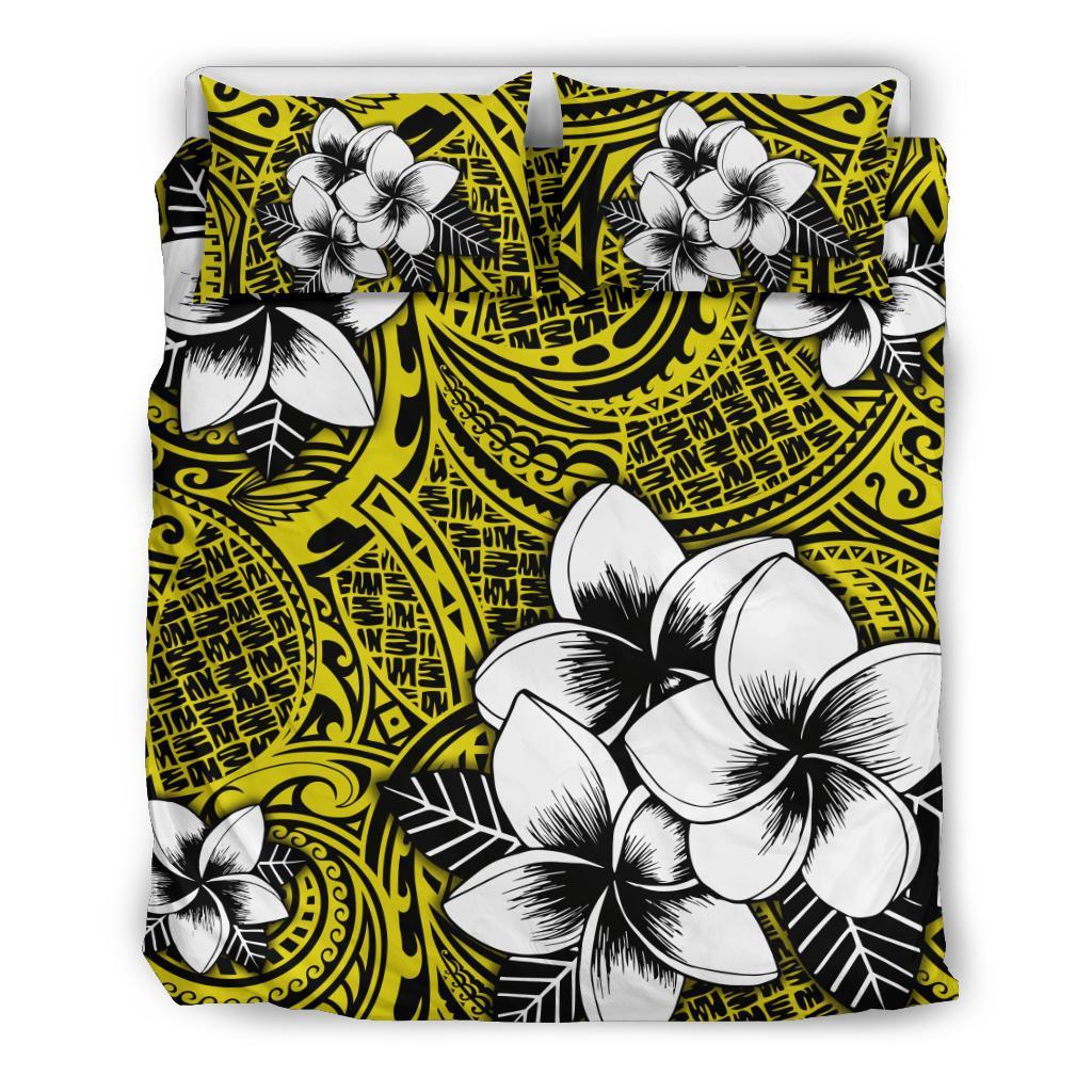 Hawaiian Plumeria Tribe Yellow Polynesian Bedding Set Yellow - Polynesian Pride