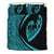 Hawaiian Surfing Waves Fish Hook Polynesian Bedding Set - Circle Style Blue Blue - Polynesian Pride