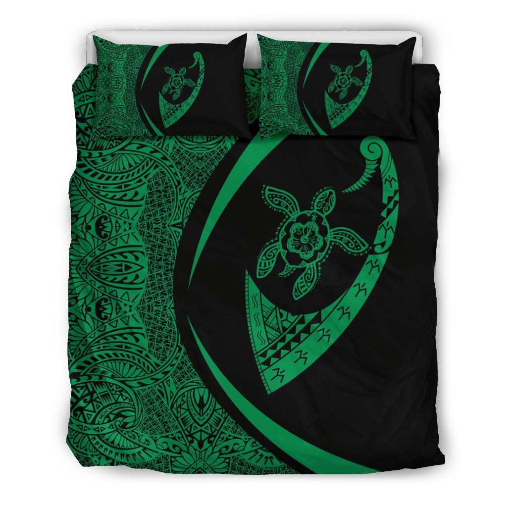 Hawaii Turtle Fish Hook Polynesian Bedding Set - Circle Style Green Green - Polynesian Pride