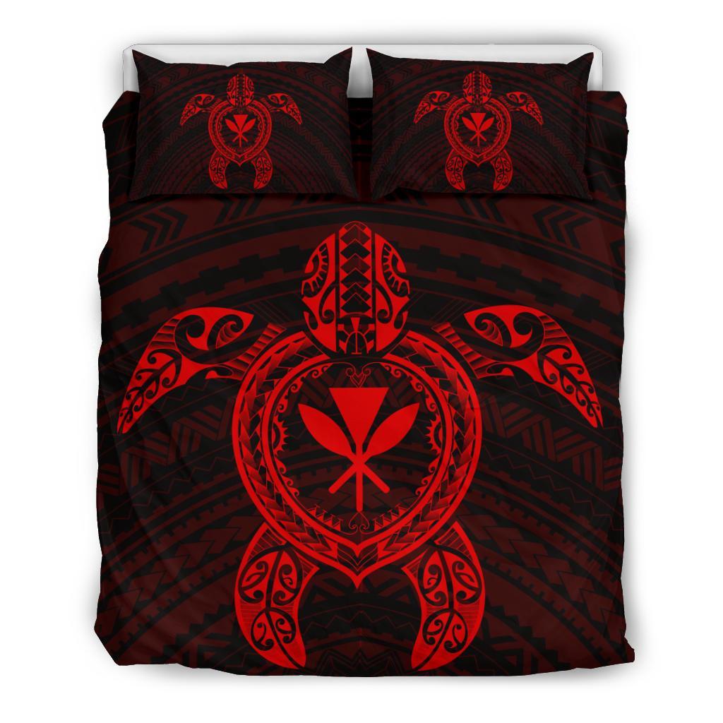 Hawaiian Turtle Kanaka Polynesian Bedding Set - Red Red - Polynesian Pride