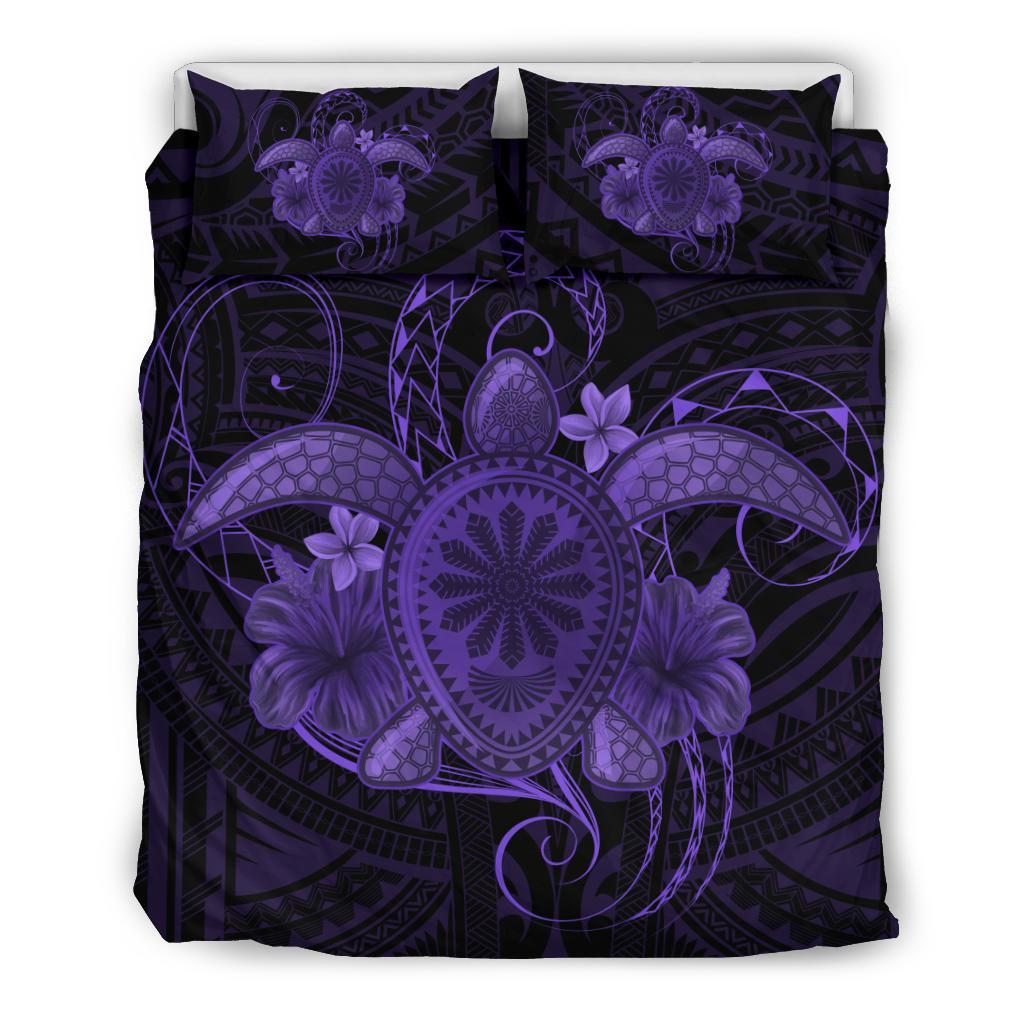 Hawaii Turtle Hibiscus Polynesian Bedding Set - Full Style - Purple Purple - Polynesian Pride