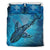 Hawaii Map Kanaka Galaxy Shark Bedding Set Blue - Polynesian Pride